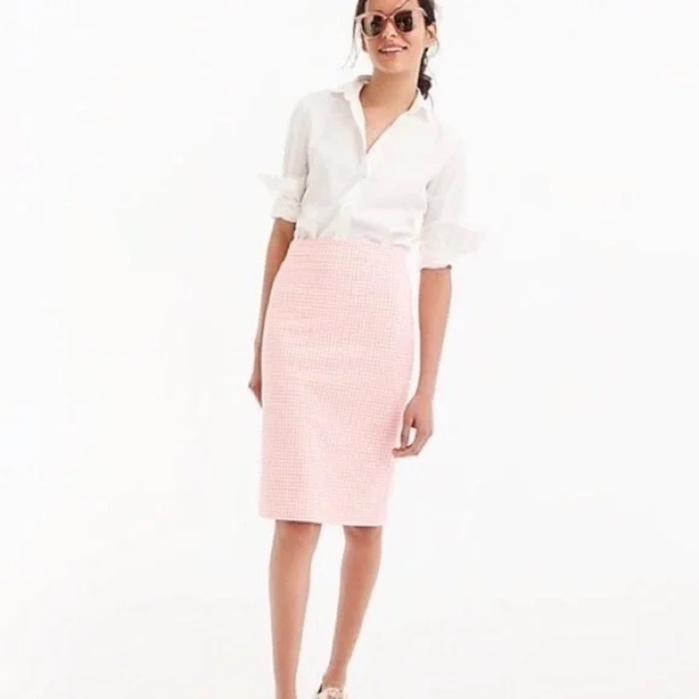 J.Crew Pink Gingham Pencil Skirt, size 4